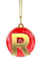 Ball Letter R Gold With Red 3D Render png