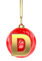 Ball Letter D Gold With Red 3D Render png