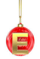 Ball Letter E Gold With Red 3D Render png