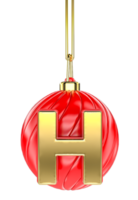 Ball Letter H Gold With Red 3D Render png