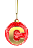 Ball Letter C Gold With Red 3D Render png