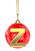 Ball Letter Z Gold With Red 3D Render png