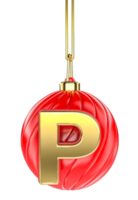 Ball Letter P Gold With Red 3D Render png