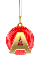 Ball Letter A Gold With Red 3D Render png