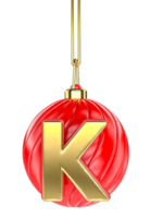 Ball Letter K Gold With Red 3D Render png