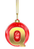 Ball Letter Q Gold With Red 3D Render png
