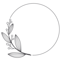 Line Art Leaf Wreath png