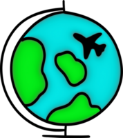 3D Globe with airplane png