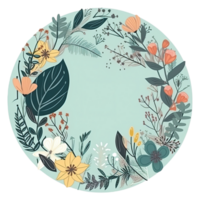 Circular Frame Made of Floral with Copy Space on Transparent and Blue Background. png