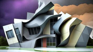 Futuristic Luxury Architecture or Extravagant House Exterior Design, Technology. photo