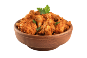 Frais frit poulet présent sur le en terre poterie seau. png