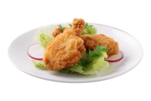 crocantes frito frango com salada e cebola. png