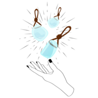 Celestial Mystical Line Hands with Blue Sparkly Gradient Quartz Crystal. Esoteric Symbols png