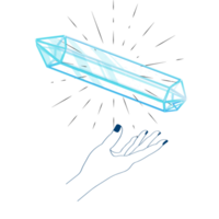 Celestial Mystical Line Hands with Blue Sparkly Outline Gradient Quartz Crystal. Esoteric Symbols png