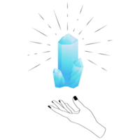Celestial Mystical Line Hands with Blue Sparkly Gradient Quartz Crystal. Esoteric Symbols png