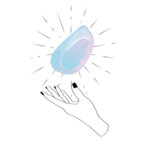 Celestial Mystical Line Hands with Blue Sparkly Gradient Quartz Crystal. Esoteric Symbols png