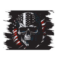 american independence day t shirt design, skull face with usa flag t shirt design png