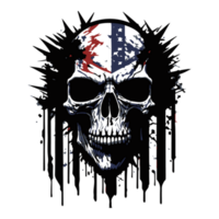 american independence day t shirt design, skull face with usa flag t shirt design png