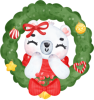 festivo Navidad dibujos animados ilustración, linda polar oso entregando regalos en trineo. png