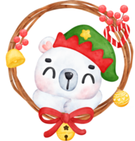 festivo Navidad dibujos animados ilustración, linda polar oso entregando regalos en trineo. png