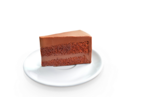 heerlijk chocola taart Aan een wit bord PNG transparant