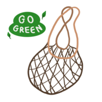 Go green no plastic bag, eco friendly bag hand drawn drawing illustration png