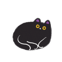 Preto gato com amarelo olhos desenhado à mão desenhando ilustração dia das Bruxas png