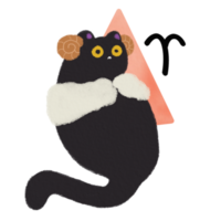 Widder Tierkreis schwarz Katze Zeichnung handgemalt Illustration png