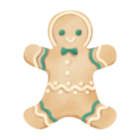 Gingerbread man cookies hand drawn water color illustration png