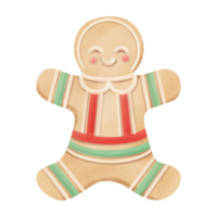 Gingerbread man cookies hand drawn water color illustration png