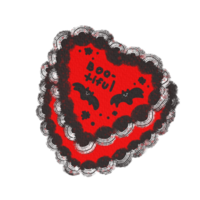 Vampire bats Heart shaped Halloween Cake, hand-drawn drawing illustration png