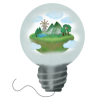 earth in the light bulb Save the earth,Eco friendly handdrawn drawing illustration png