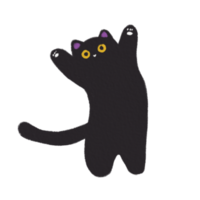 Black cat with yellow eyes handdrawn drawing illustration halloween png