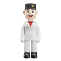 3d male character wearing paskibra clothes png