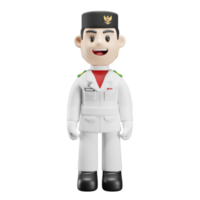 3d masculino personaje vistiendo paskibra ropa png