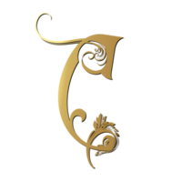 dourado decorativo carta c png