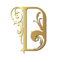 dourado decorativo carta d png