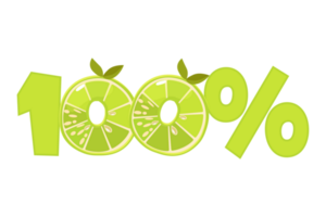 Lime texture text 100 percent. Icon with lime for advertising, banner, leaflet or polygraphy. png