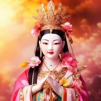 hermosa Guanyin bodhisattva generativo ai foto