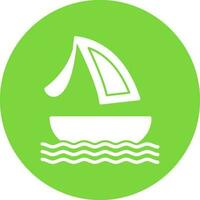 Surfing boat Vector Icon Design