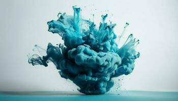 Abstract blue paint motion creates flowing wave design generated by AI photo