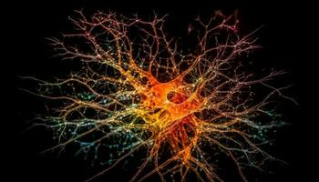 The glowing synapse communicates within the nervous system generated by AI photo