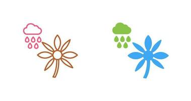 Flower with rain Vector Icon