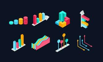 3D isometric Set of Different Shape Infographic Elements. vector