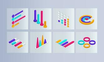 3D isometric of Colorful Different Shape Infographic Elements. vector