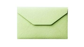 Realistic Pastel Green Embossed Floral Envelope Element. photo