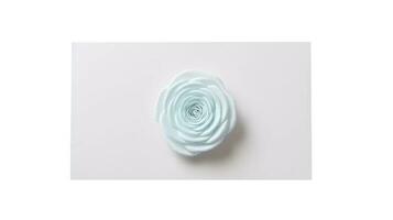 Pastel Blue Rose Flower on White Paper or Card Mockup. photo