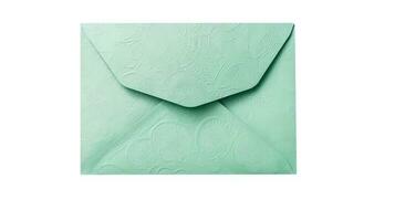 Isolated Pastel Green Embossed Floral Envelope Element. photo