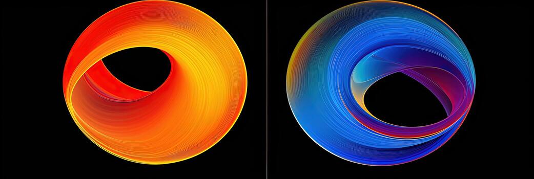 Linear Surface Round Shape or Abstract Ring Shapes on Dark Background in Two Color. . photo