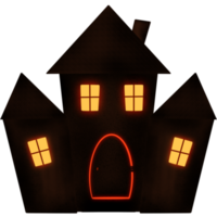 zwart huis met rood licht, halloween png